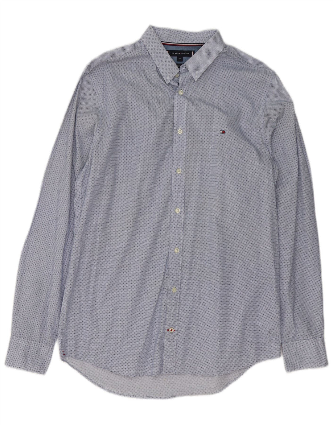 Camicia slim fit da uomo Tommy Hilfiger in cotone maculato blu medio