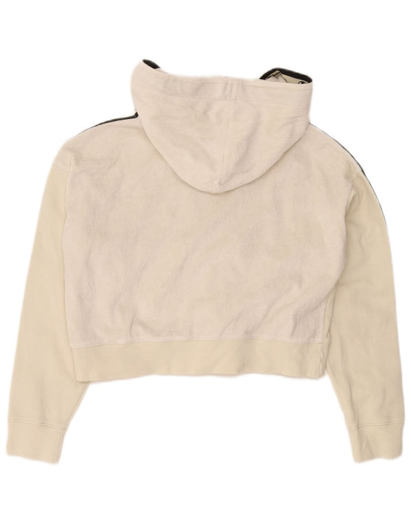 Felpa con cappuccio e zip corta grafica da donna Champion UK 14 Medium White