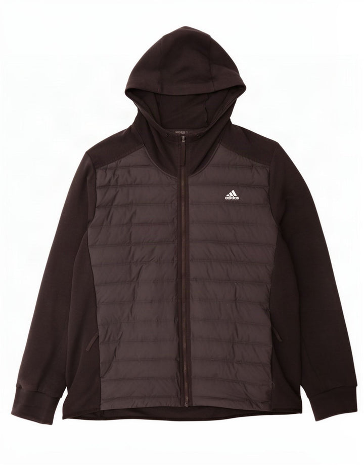 Maglione con cappuccio e zip da uomo Adidas 2XL poliestere nero