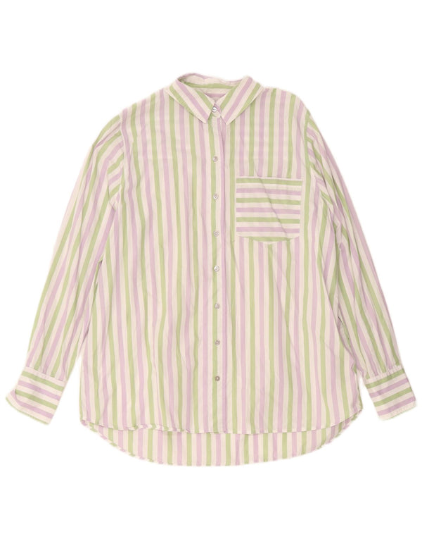 Camicia da donna Nicole Farhi UK 14 Cotone a righe multicolore medio
