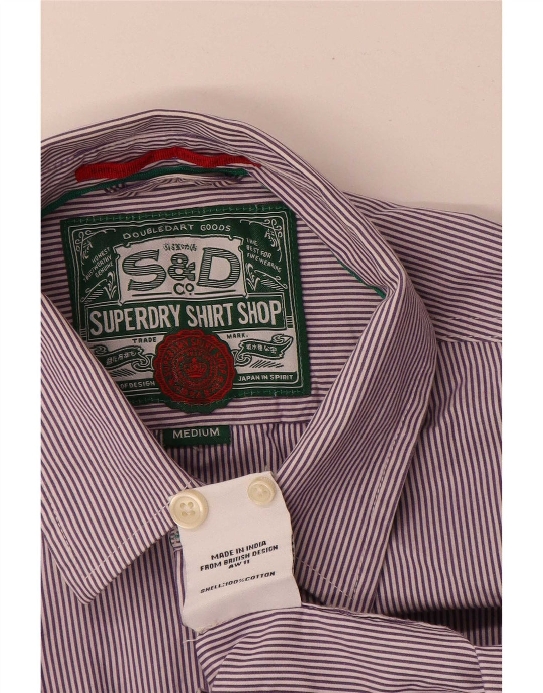 Camicia da uomo Regular Fit Superdry in cotone gessato viola medio