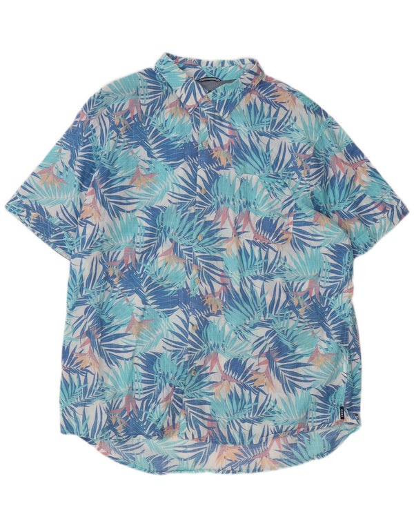 Camicia a maniche corte hawaiana da uomo acqua salata Izod 2XL cotone floreale blu