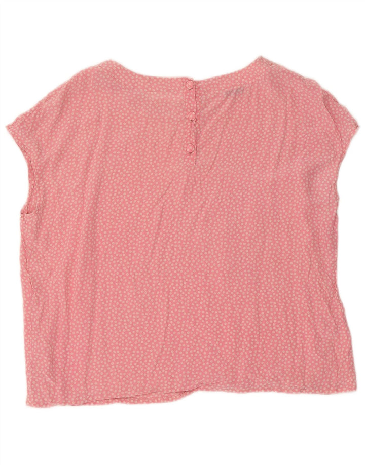 Camicetta vintage da donna Top UK 14 Seta grande a pois rosa
