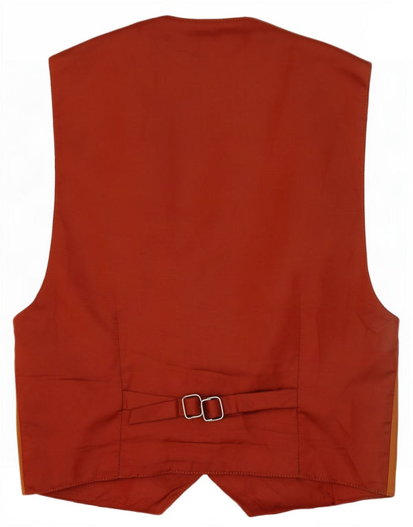 Vintage Mens Suede Waistcoat IT 46 XS Beige Colourblock
