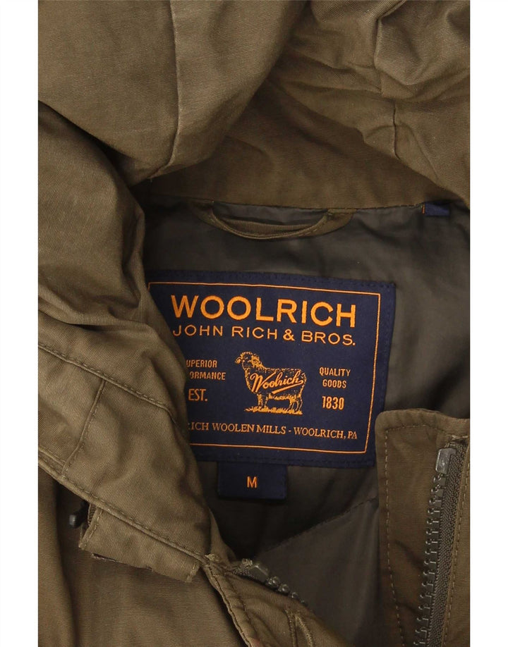 Cappotto imbottito con cappuccio da donna Woolrich UK 14 cotone kaki medio