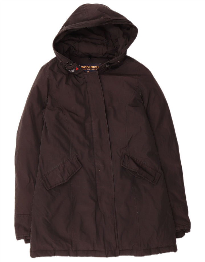 Cappotto imbottito con cappuccio da donna Woolrich UK 10 piccolo cotone nero