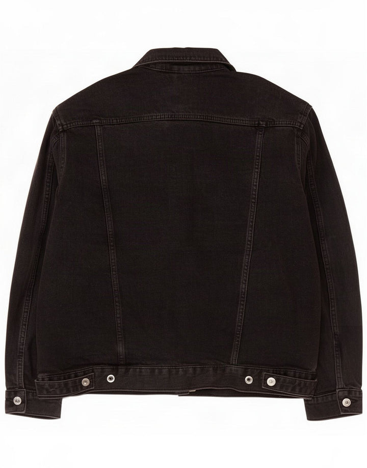 Topshop Giacca di jeans oversize da donna UK 10 piccola in cotone nero