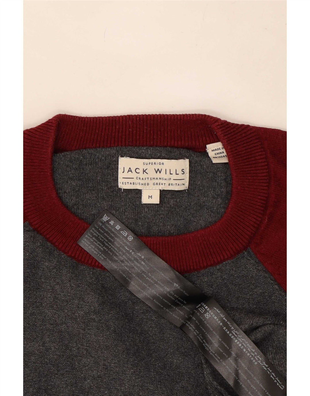 Maglione maglione girocollo da uomo Jack Wills in cotone color block grigio medio