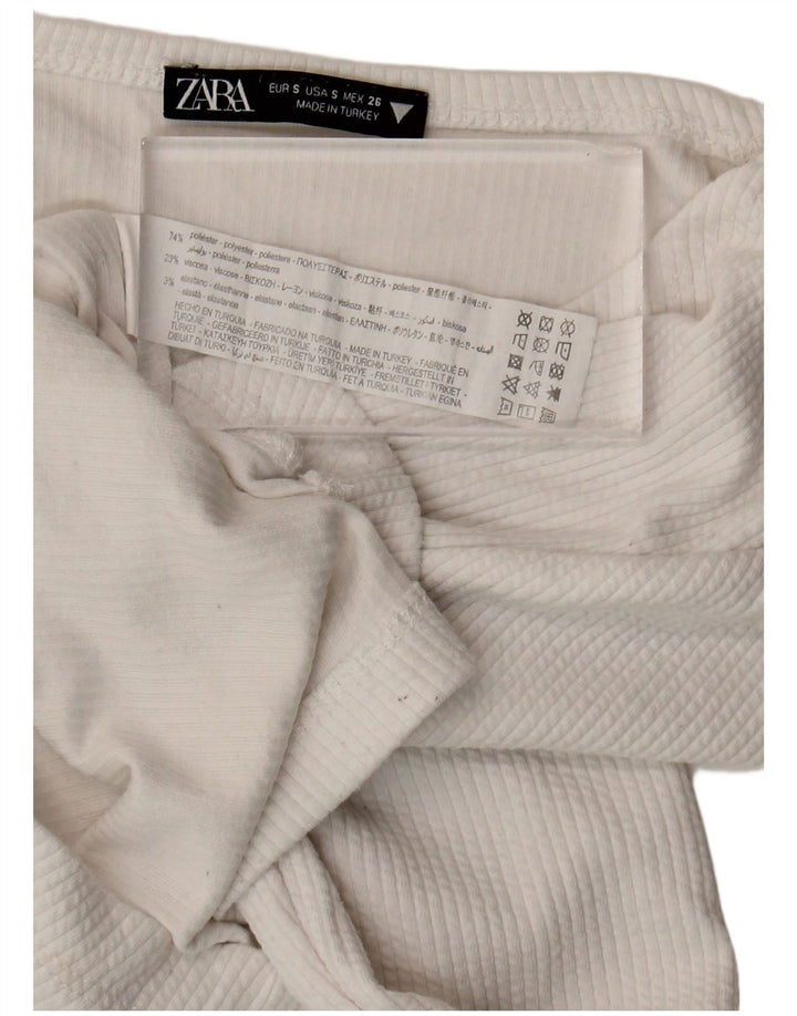 Top corto da donna Zara a maniche lunghe UK 8 piccolo poliestere bianco