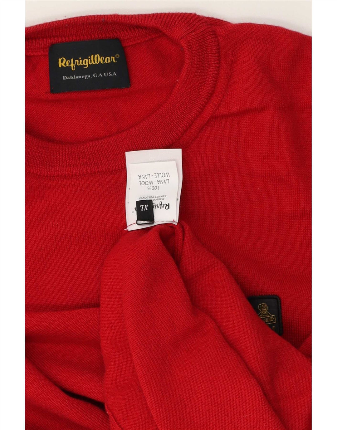 Maglione da uomo girocollo Refrigiwear XL in lana rossa