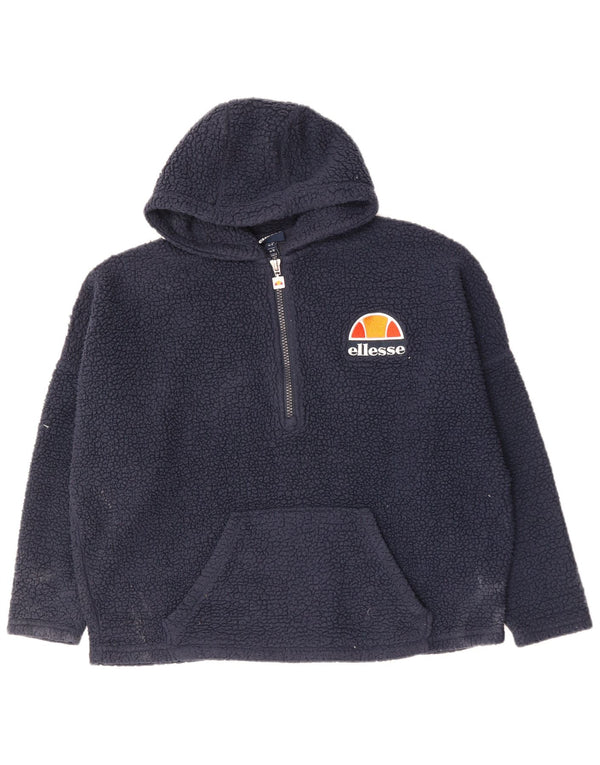 Maglione con cappuccio in pile oversize da donna Ellesse UK 10 Small Blu Navy