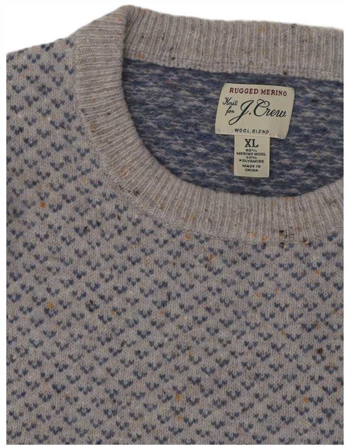 J. CREW Maglione da donna con scollo a barca UK 18 XL Lana Fair Isle blu