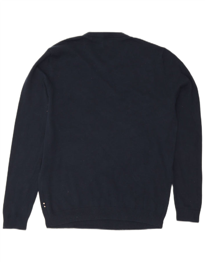 Jack & Jones Maglione da uomo con scollo a V piccolo in cotone blu navy