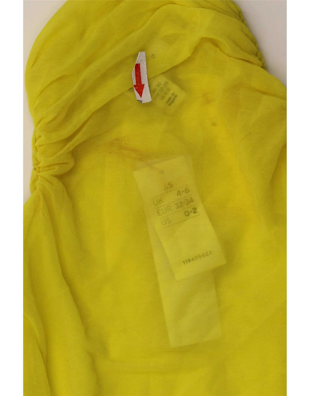 Topshop Top da donna monospalla trasparente UK 4/6 XS poliestere giallo