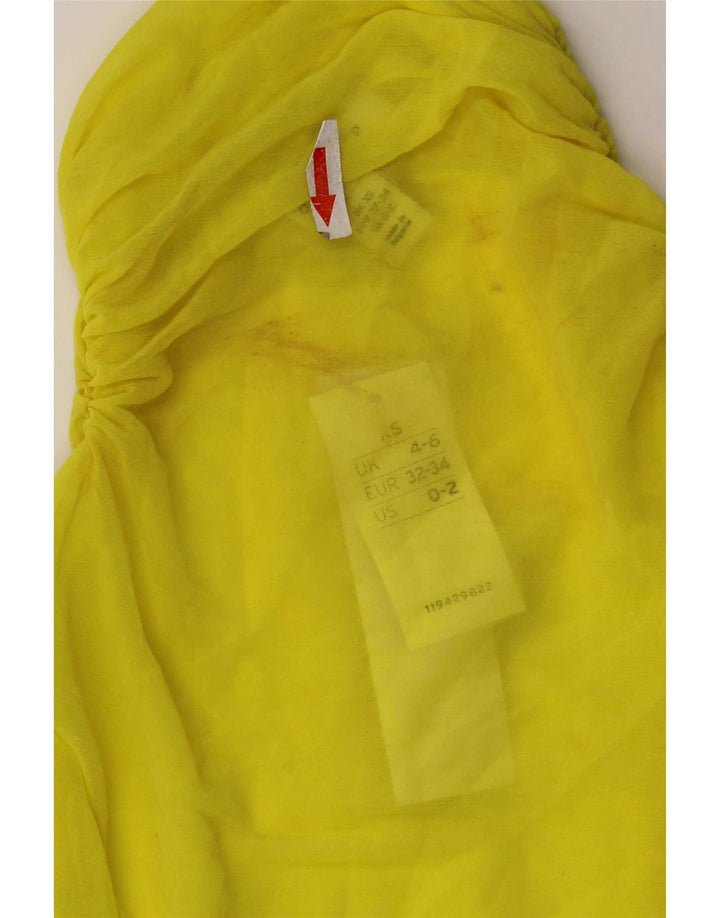 Topshop Top da donna monospalla trasparente UK 4/6 XS poliestere giallo