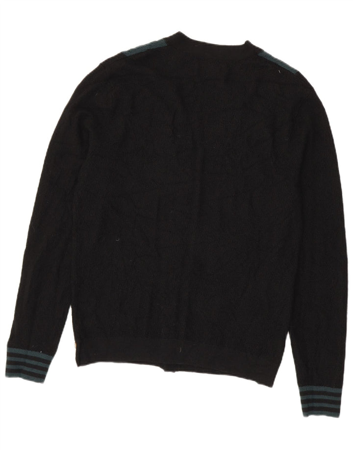 Maglione cardigan da uomo Penguin, lana merino color block nero medio