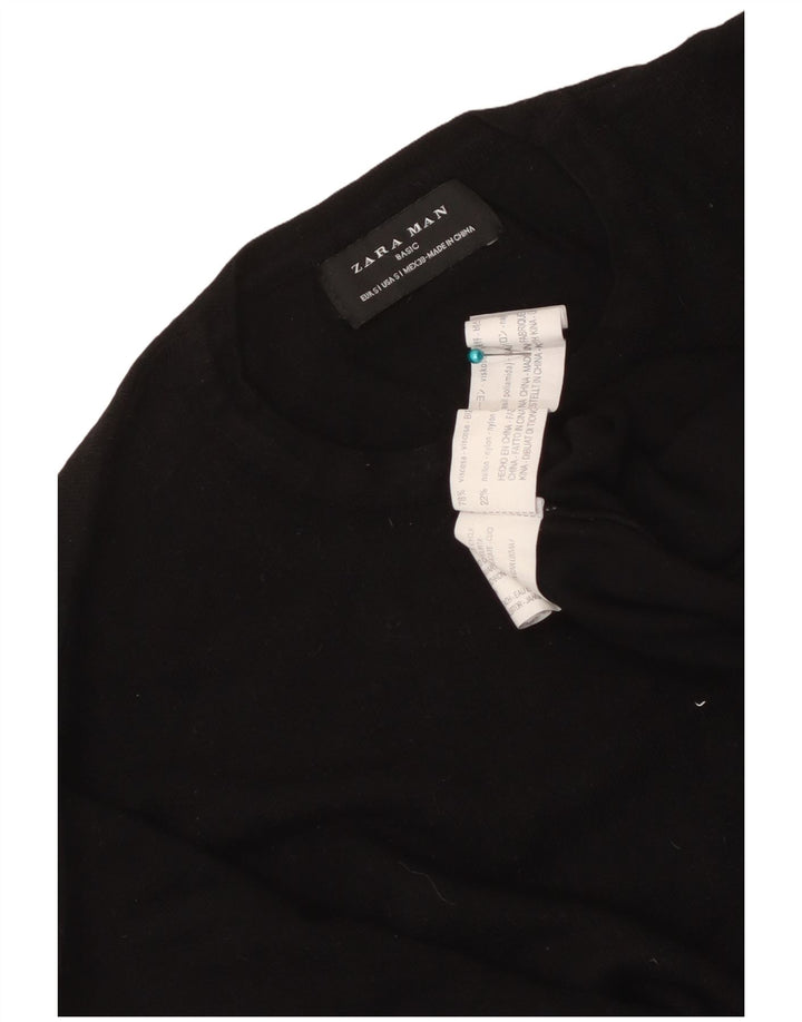 Top Zara da uomo a maniche lunghe piccolo in viscosa nera