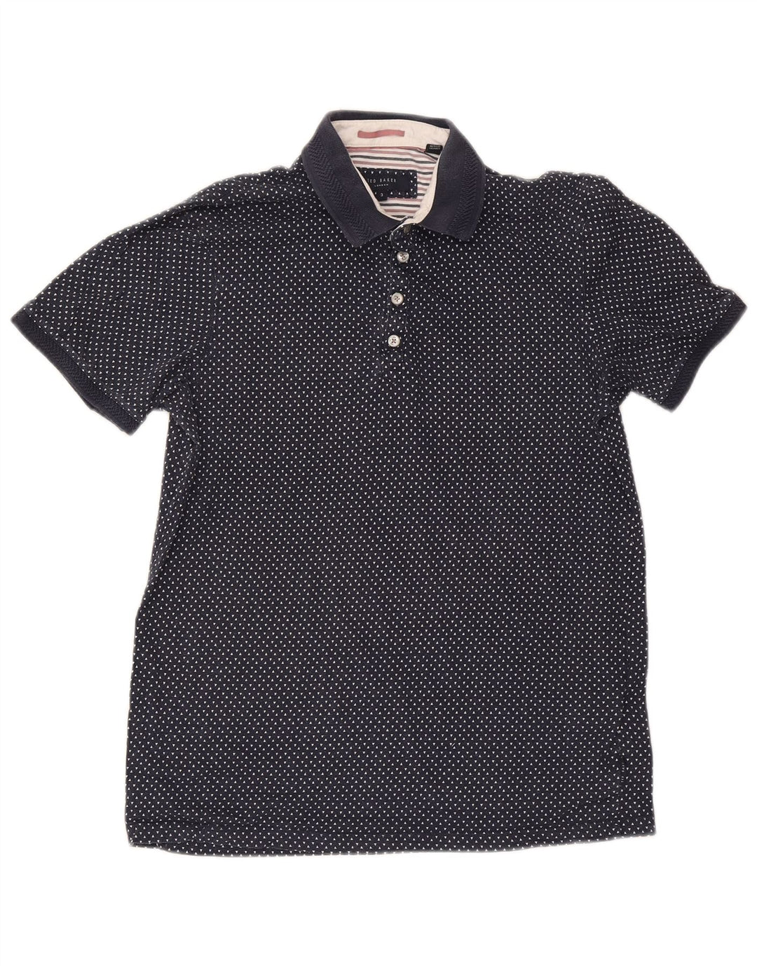 Polo da uomo Ted Baker taglia 3 media cotone maculato blu navy