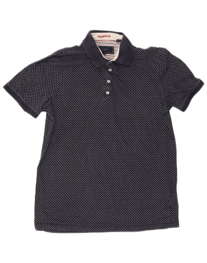 Polo da uomo Ted Baker taglia 3 media cotone maculato blu navy