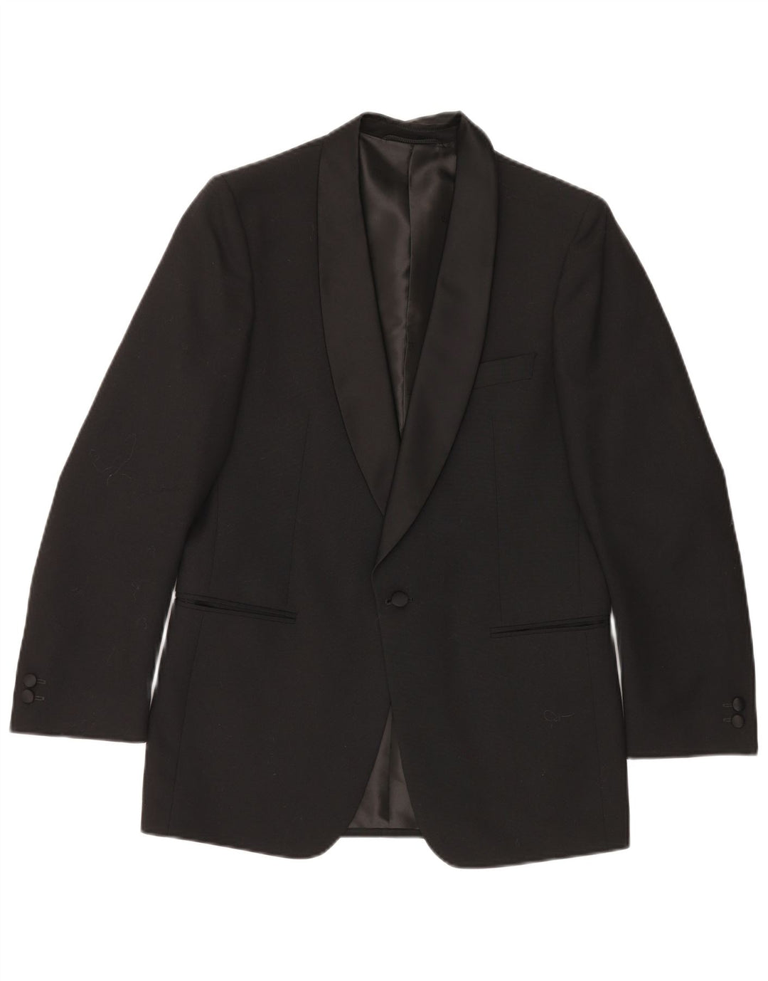 Giacca blazer vintage da uomo a 1 bottone UK 38 lana vergine nera media