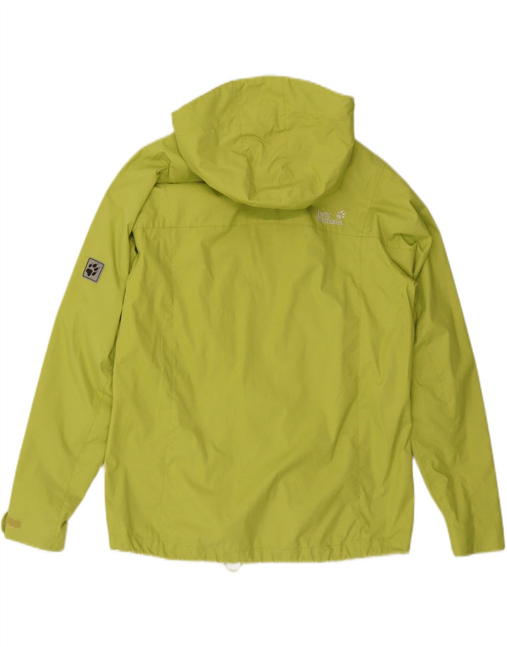 JACK WOLFSKIN Giacca antipioggia da donna con cappuccio UK 16 Large Verde Poliammide