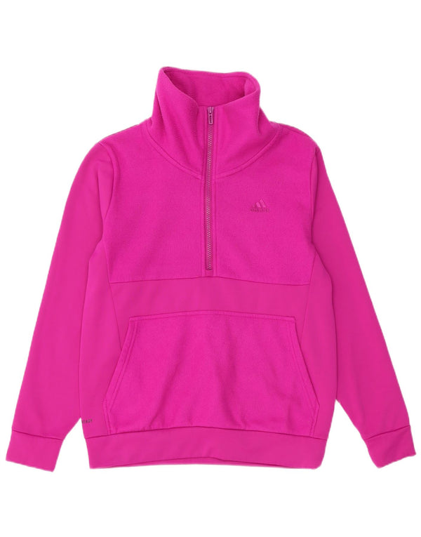 Felpa con grafica ADIDAS per ragazze, collo con zip, 13-14 anni, poliestere rosa