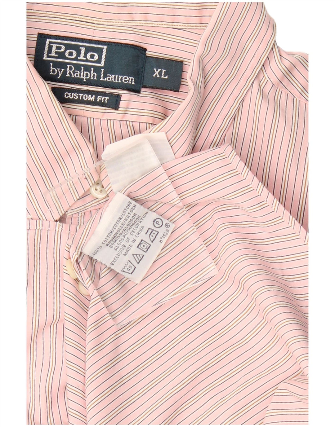 Polo Ralph Lauren Camicia da uomo su misura XL Classica in cotone a righe rosa