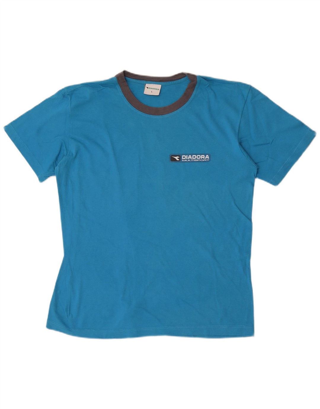 T-shirt Diadora Uomo Top Large Blu Colourblock in cotone