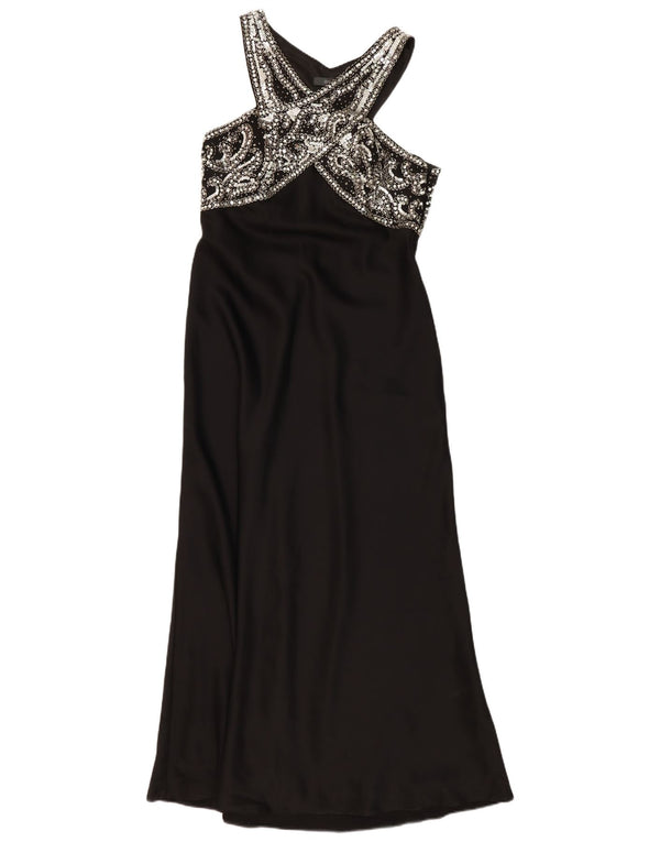 Abito vintage da donna alla caviglia UK 14 medio nero