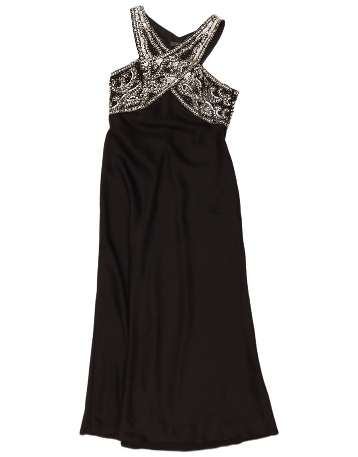 Abito vintage da donna alla caviglia UK 14 medio nero