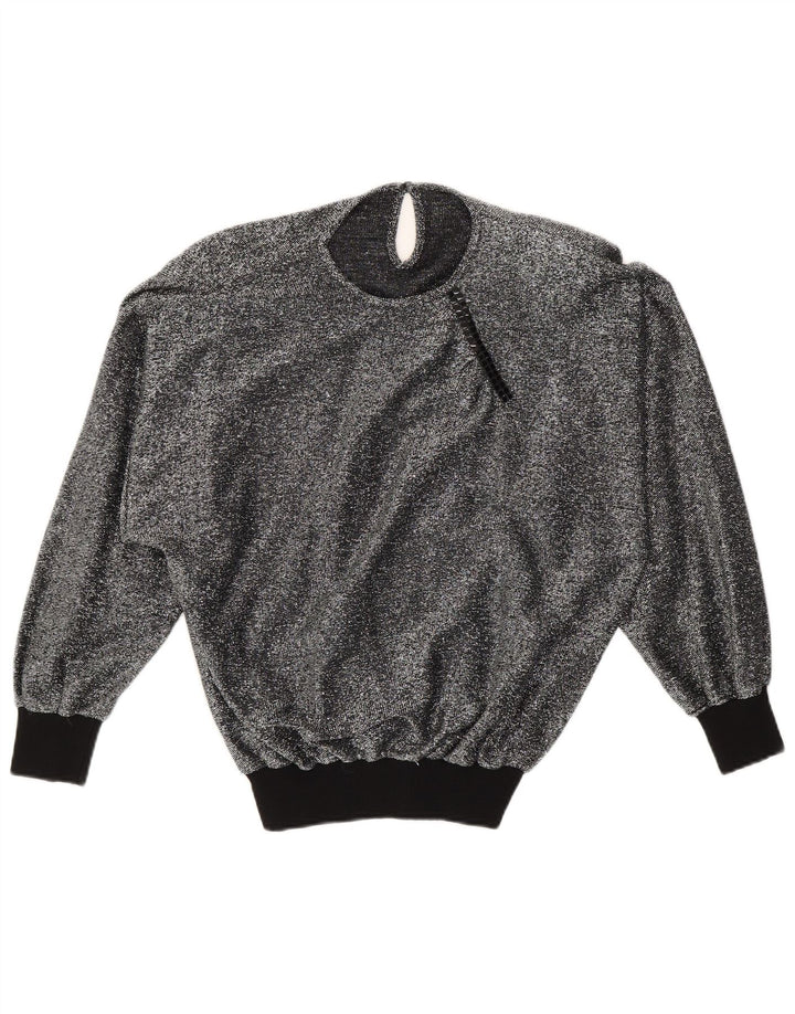 Top camicetta da donna vintage UK 16 grande argento
