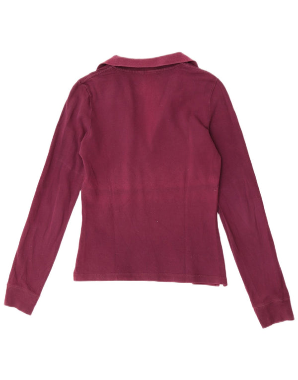 Polo Jeans Company Womens Long Sleeve Polo Shirt UK 12 Medium Purple Cotton