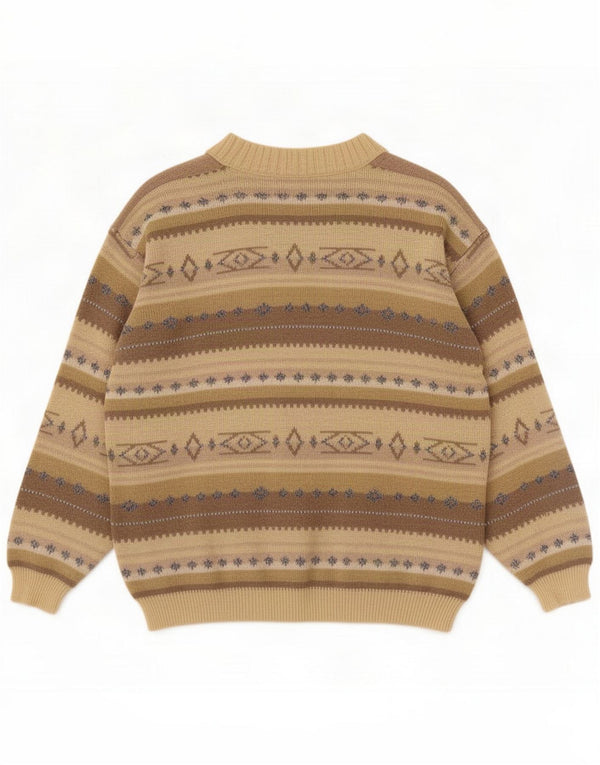 Settebello Maglione cardigan da uomo grande marrone geometrico