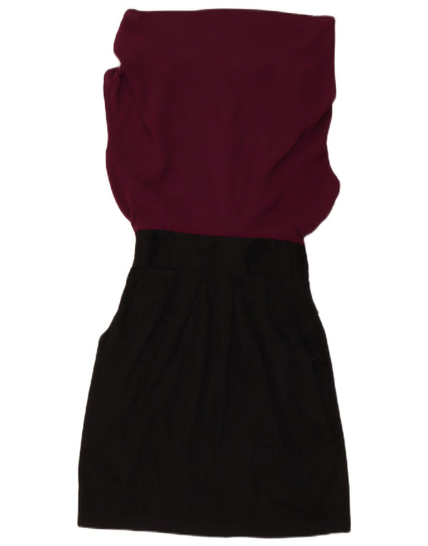 CLOSET Abito tubino senza maniche da donna UK 10 Piccolo cotone color block nero