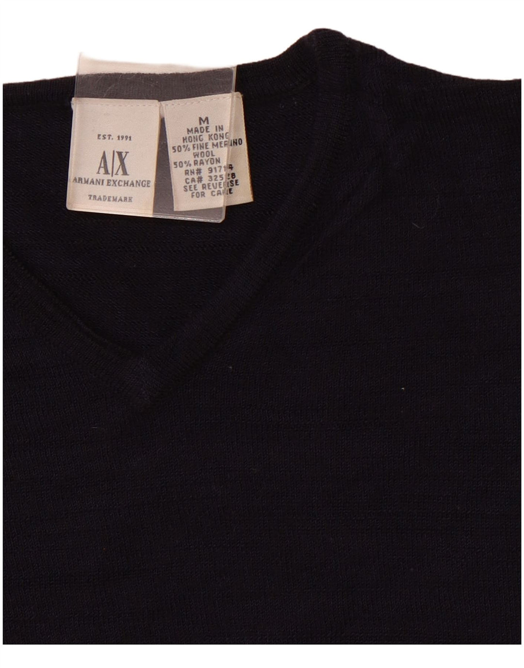 ARMANI EXCHANGE Maglione da donna con scollo a V UK 12 Medio Blu Navy
