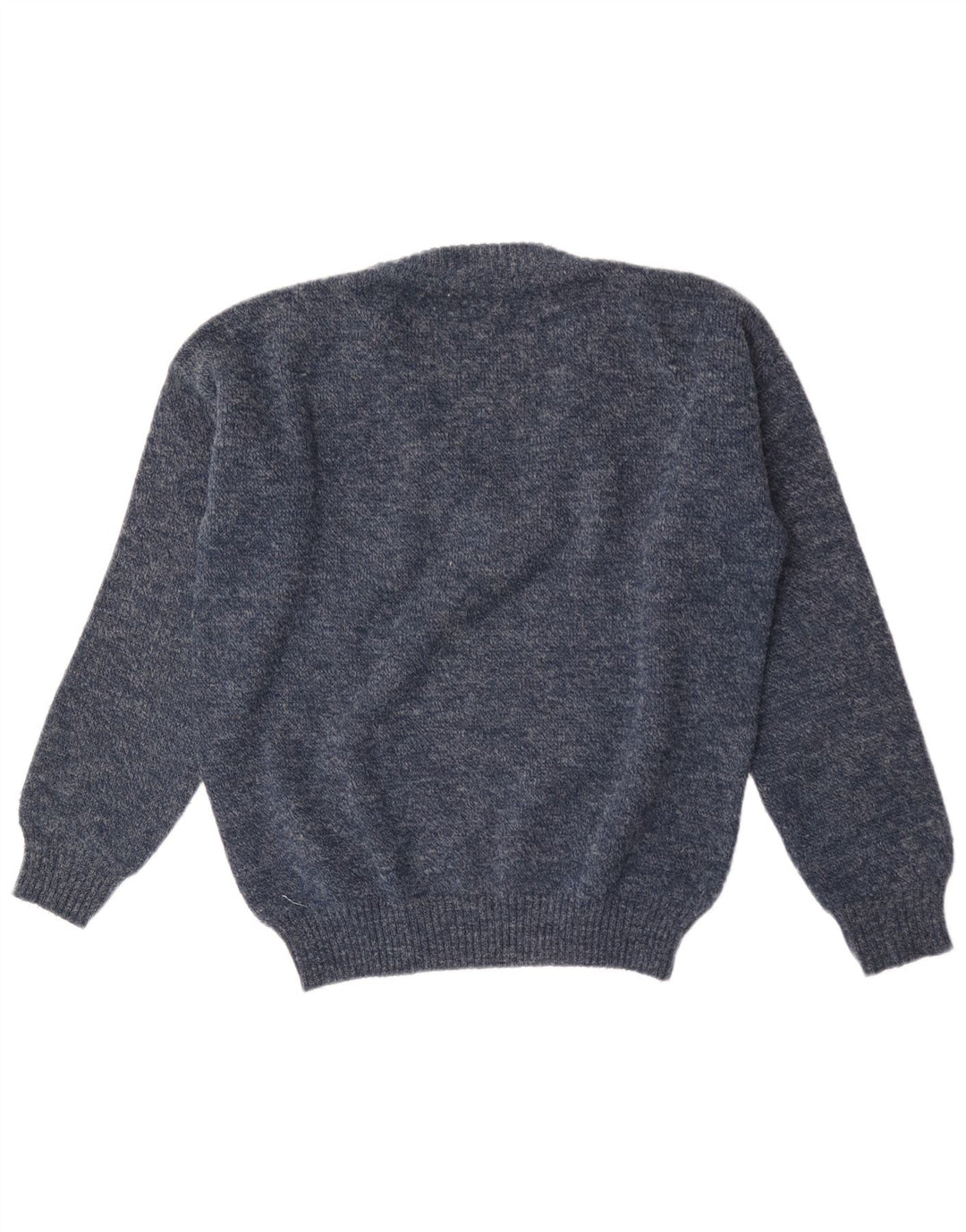 Maglione vintage da uomo con scollo a V medio blu navy geometrico