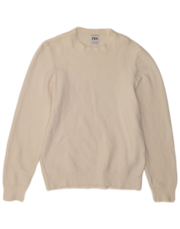 Maglione girocollo da uomo Zara piccolo in cotone bianco
