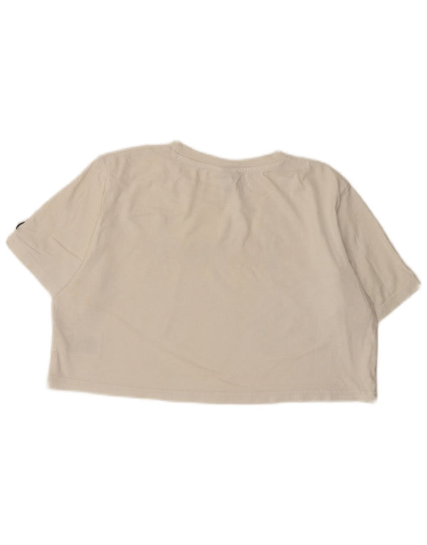 T-shirt grafica corta da donna Ellesse Top UK 12 cotone bianco medio