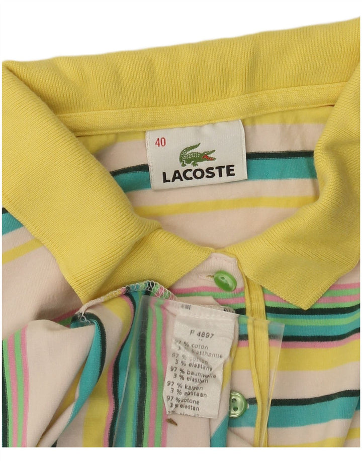 Polo da donna LACOSTE taglia 40 cotone a righe bianco sporco medio
