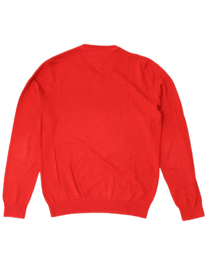 Maglione maglione con scollo a V da uomo Tommy Hilfiger piccolo cotone rosso