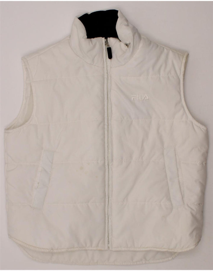 FILA Boys Padded Gilet 9-10 Years White Polyester Vintage Fila and Second-Hand Fila from Messina Hembry 