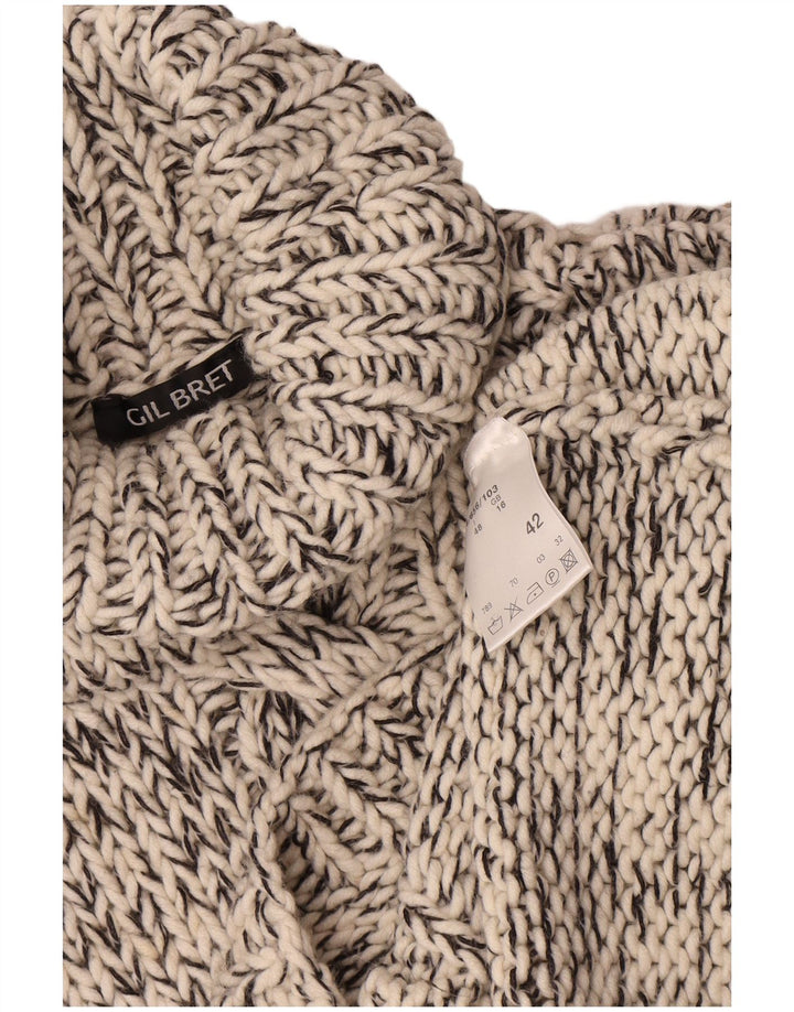 Maglione maglione a collo alto da donna Gil Bret UK 16 grande bianco sporco chiazzato