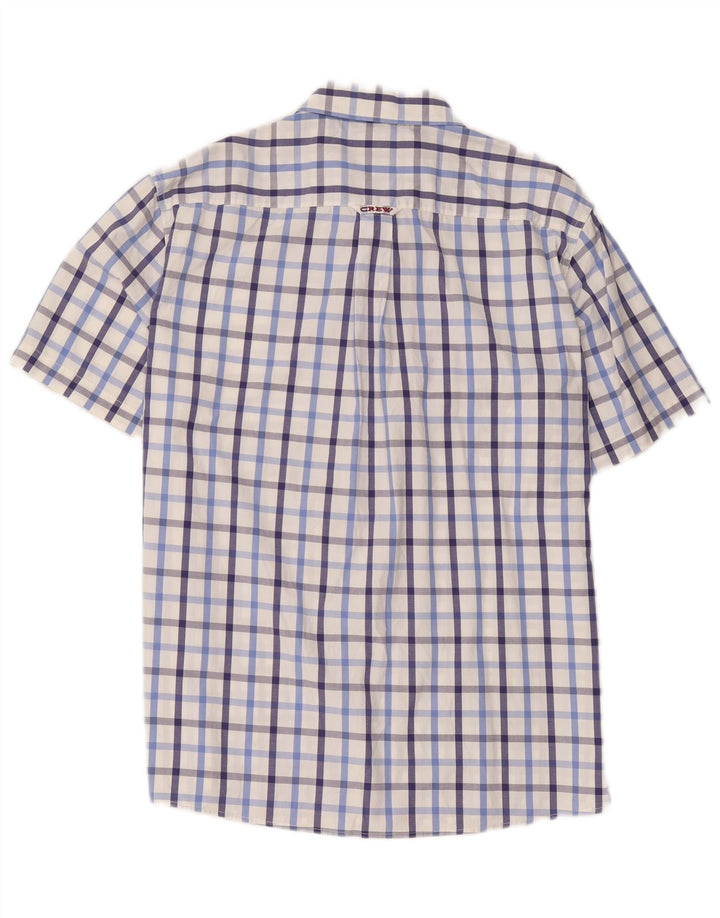 Crew Camicia da uomo a maniche corte vestibilità classica XL in cotone a quadri bianchi