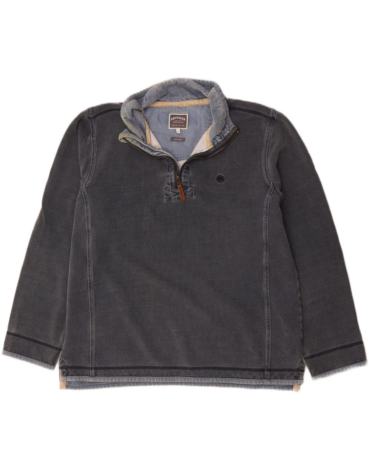 Felpa da uomo con collo con zip Fat Face, maglione grande, cotone grigio