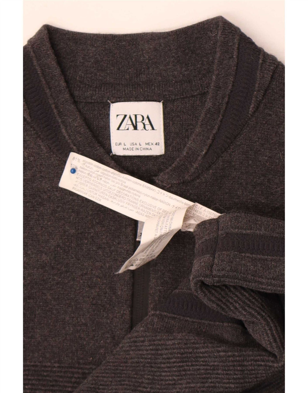 Maglione cardigan da uomo Zara in cotone a righe grandi grigie