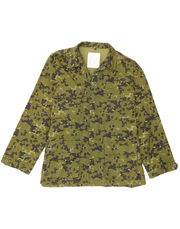Giacca militare vintage da uomo UK 40 grande poliestere mimetico verde