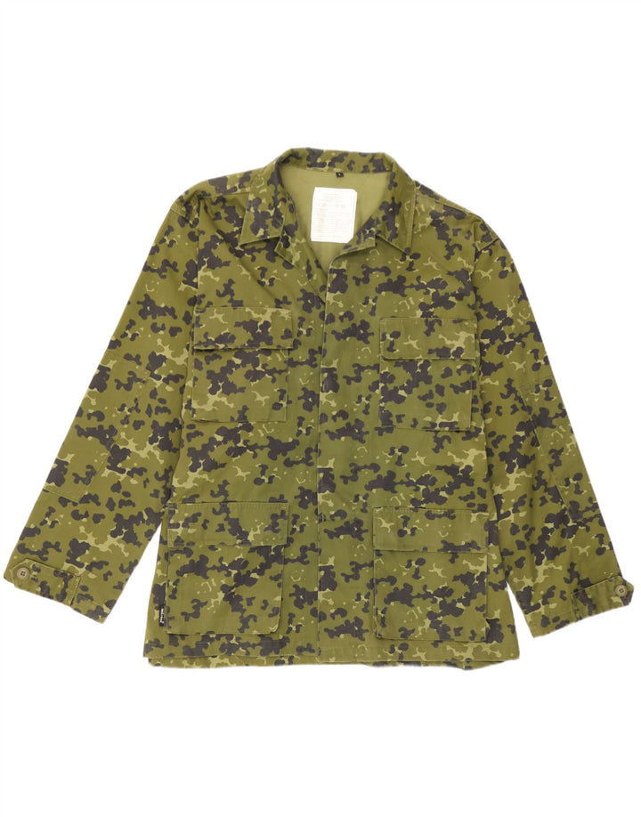 Giacca militare vintage da uomo UK 40 grande poliestere mimetico verde