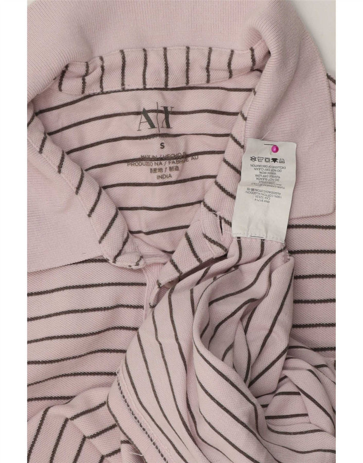 Polo da uomo Armani Exchange piccola in cotone a righe rosa