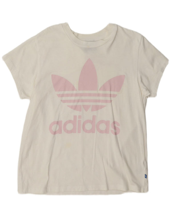 T-shirt grafica da donna Adidas Top UK 12 cotone bianco medio