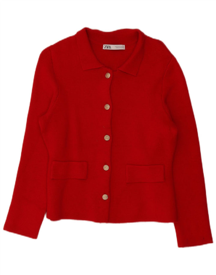 Maglione cardigan da donna Zara UK 14 viscosa rossa media